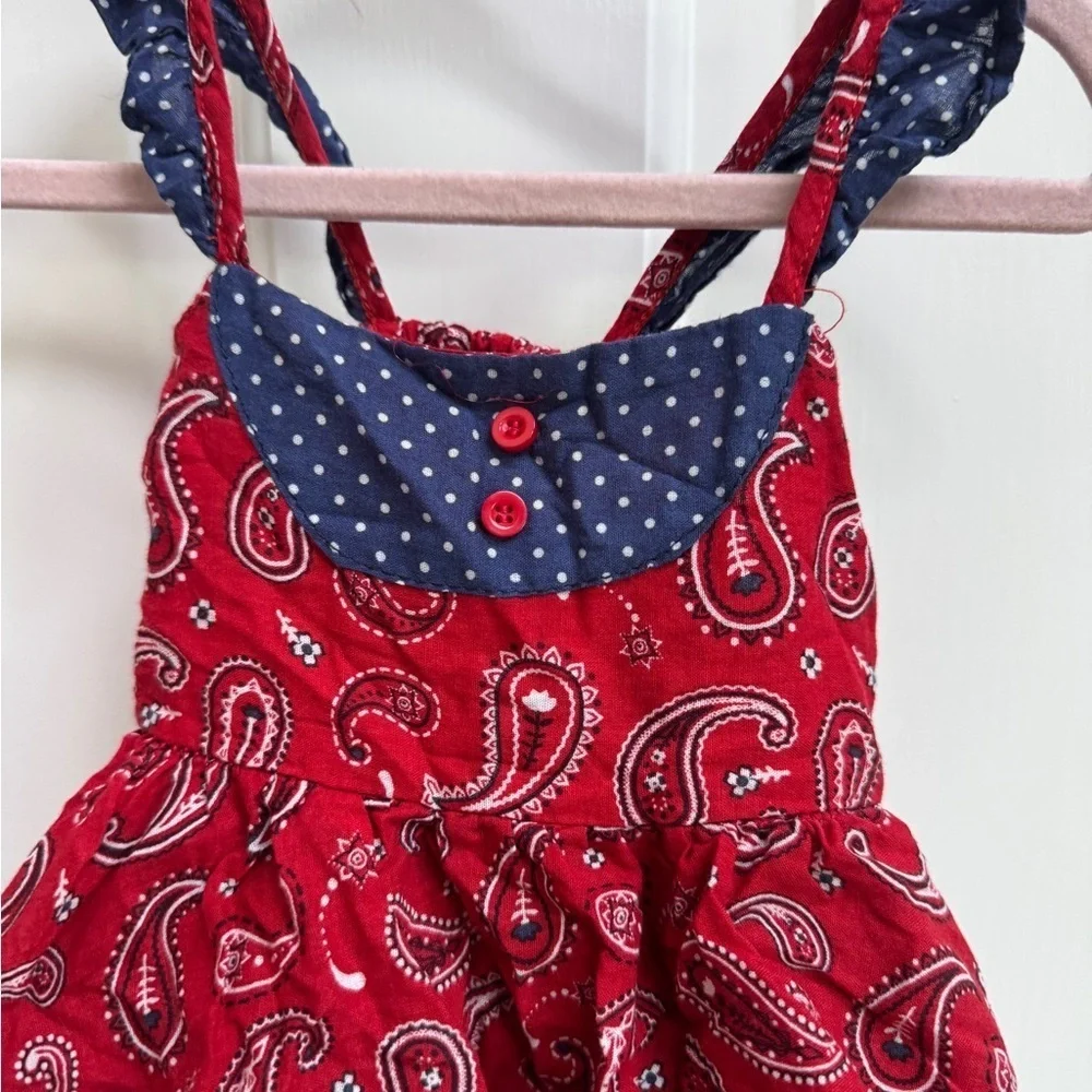 Nannette Baby 18M Red White Blue Patriotic 4th of July Bandana Tank Top Dress